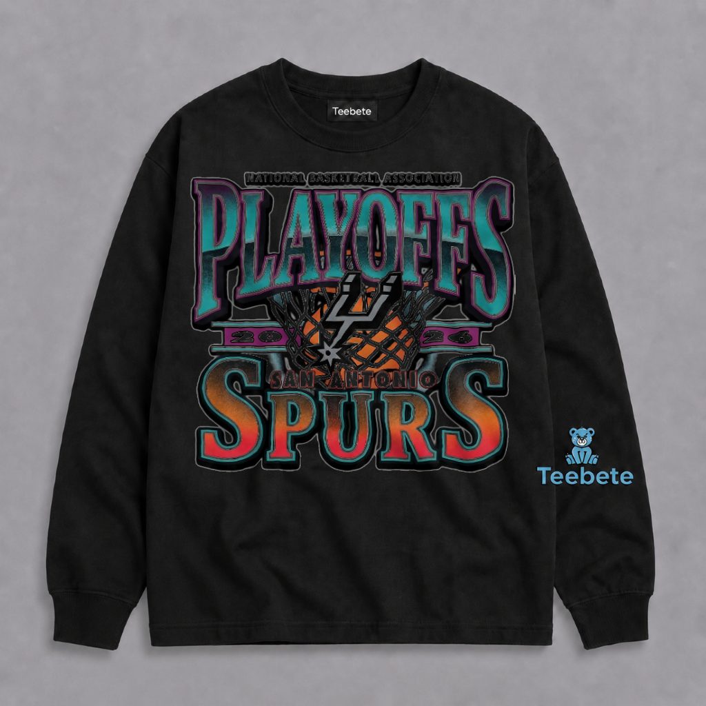 San Antonio Spurs NBA Playoffs 2026 Basketball Net Retro Long Sleeve San Antonio Spurs NBA Playoffs 2026 Basketball Net Retro Long Sleeve