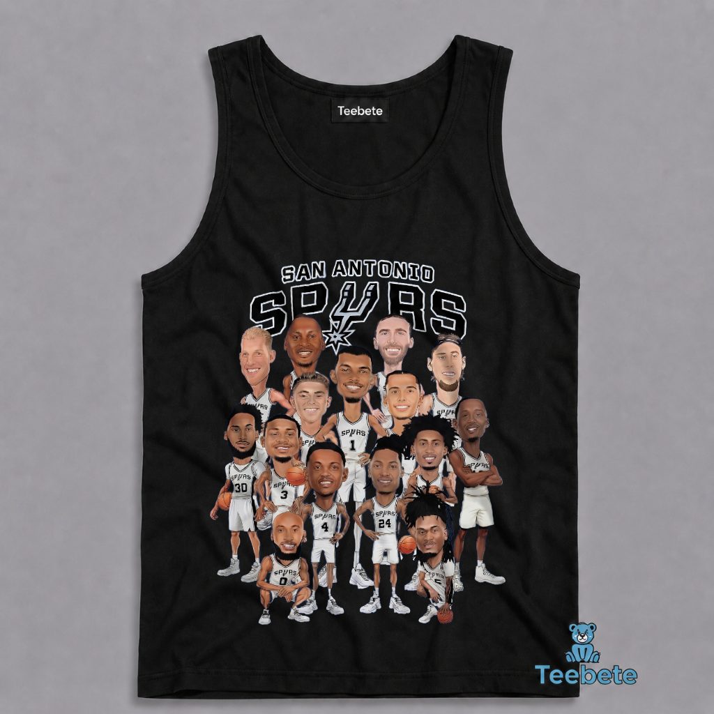 San Antonio Spurs Team Caricature Cartoon Players Tanktop San Antonio Spurs Team Caricature Cartoon Players Tanktop