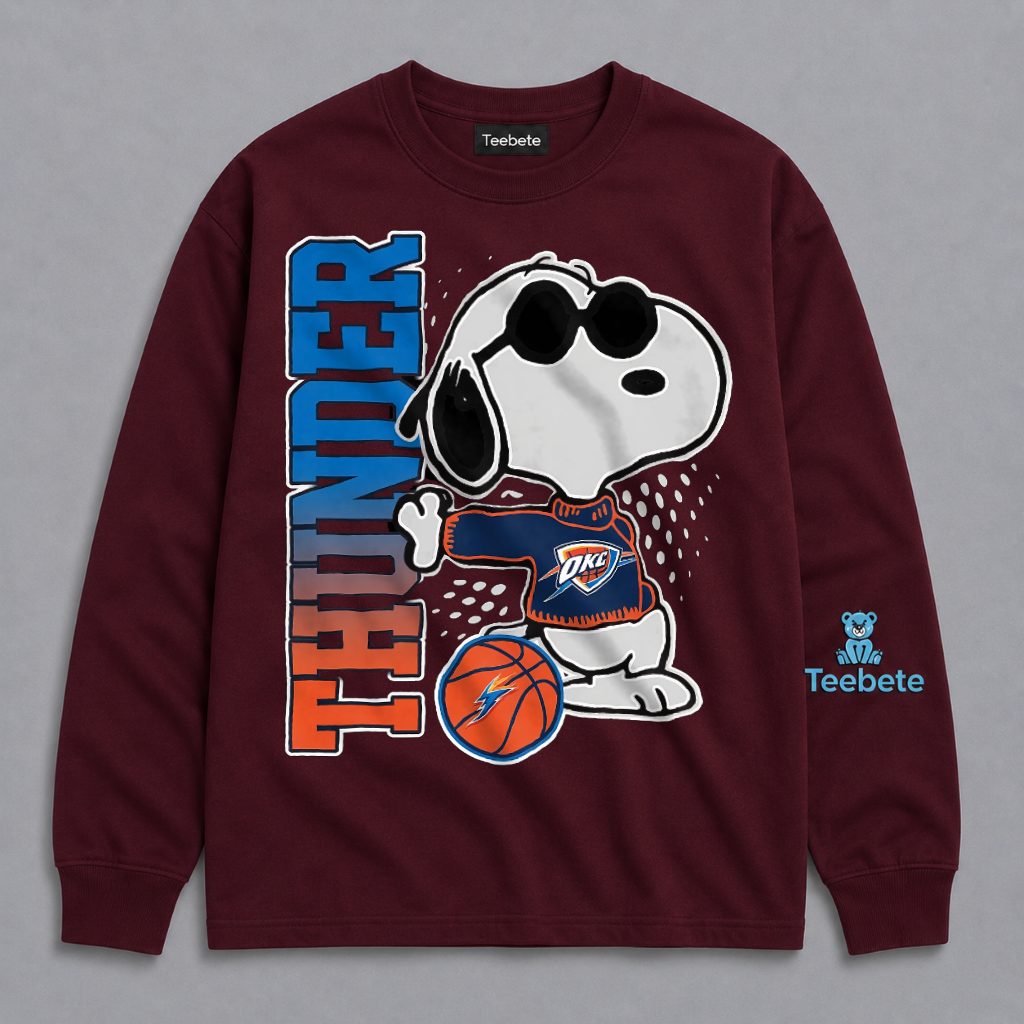 Snoopy Cool OKC Thunder Basketball Jersey Long Sleeve Snoopy Cool OKC Thunder Basketball Jersey Long Sleeve