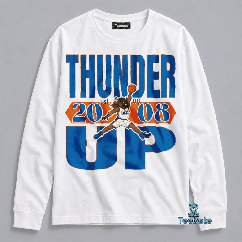 Thunder Up Est 2008 OKC Retro Distressed Dunk Long Sleeve Thunder Up Est 2008 OKC Retro Distressed Dunk Long Sleeve