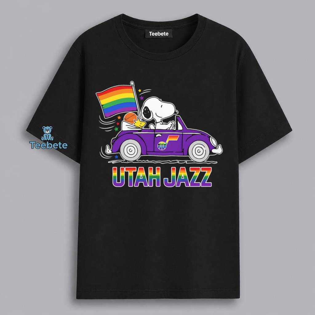 Utah Jazz Snoopy Pride Rainbow Flag NBA LGBT Fan Shirt