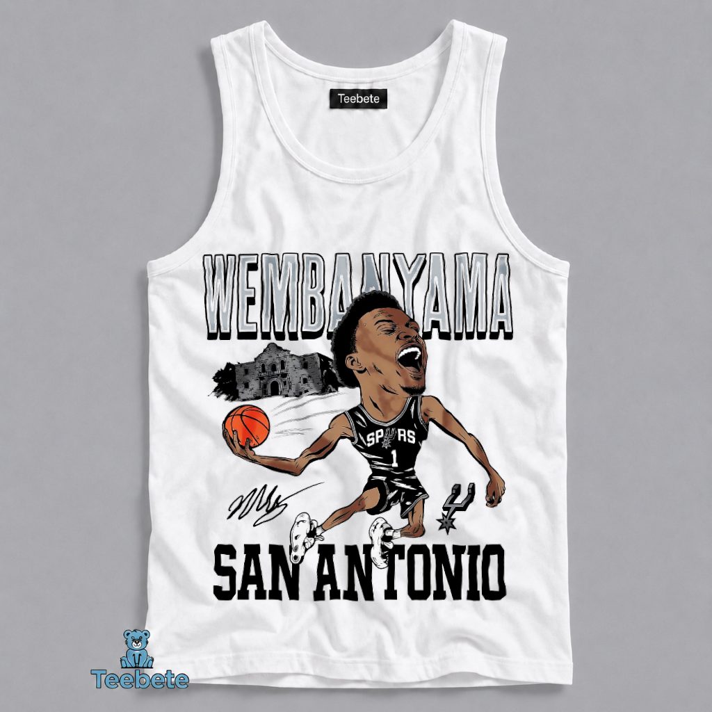 Victor Wembanyama San Antonio Spurs Caricature Dunk Signature Tanktop Victor Wembanyama San Antonio Spurs Caricature Dunk Signature Tanktop