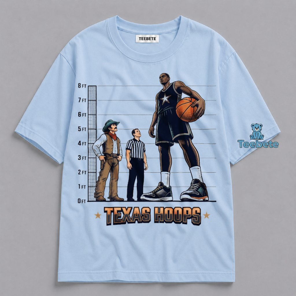 Victor Wembanyama Texas Hoops Giant Height Chart Cowboy Referee Funny Shirt