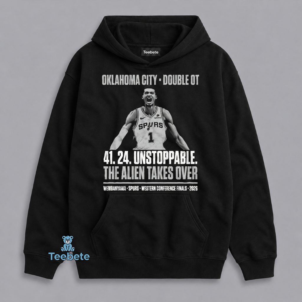Wembanyama 41 Points 24 Rebounds Spurs Western Conference Finals Game 1 Hoodie Wembanyama 41 Points 24 Rebounds Spurs Western Conference Finals Game 1 Hoodie