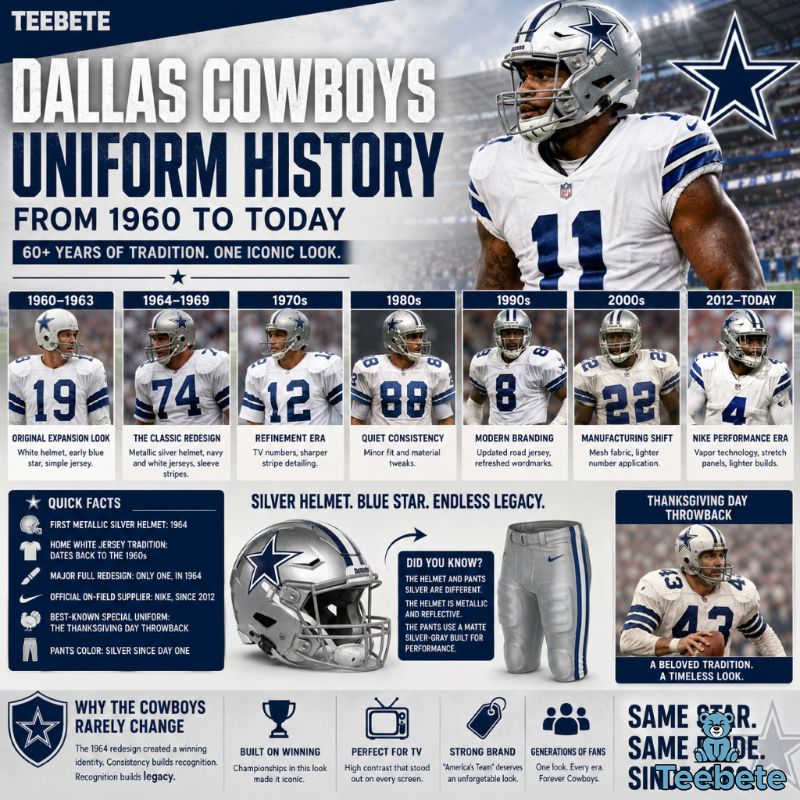 Dallas Cowboys Uniform History 1960 to Today