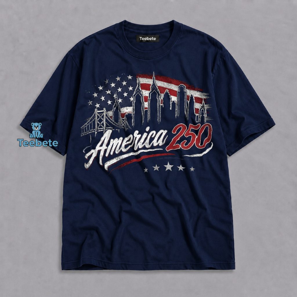 America 250 Philadelphia Skyline Patriotic Celebration Shirt