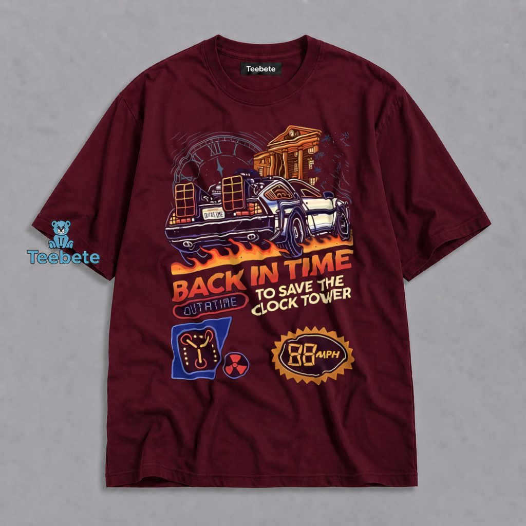Back In Time Save Clock Tower 88mph Delorean Shirt