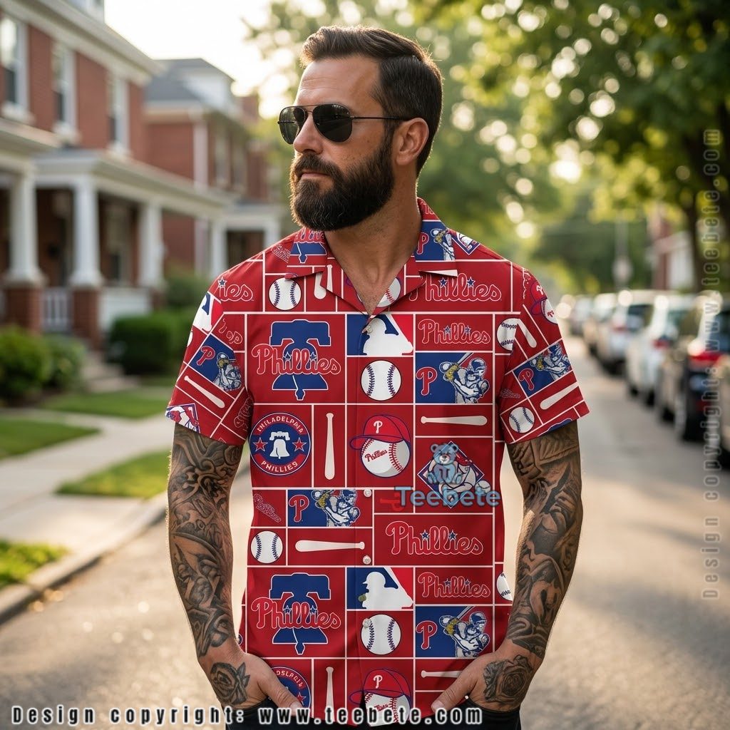 American Flag Philadelphia Phillies Hawaiian Shirt
