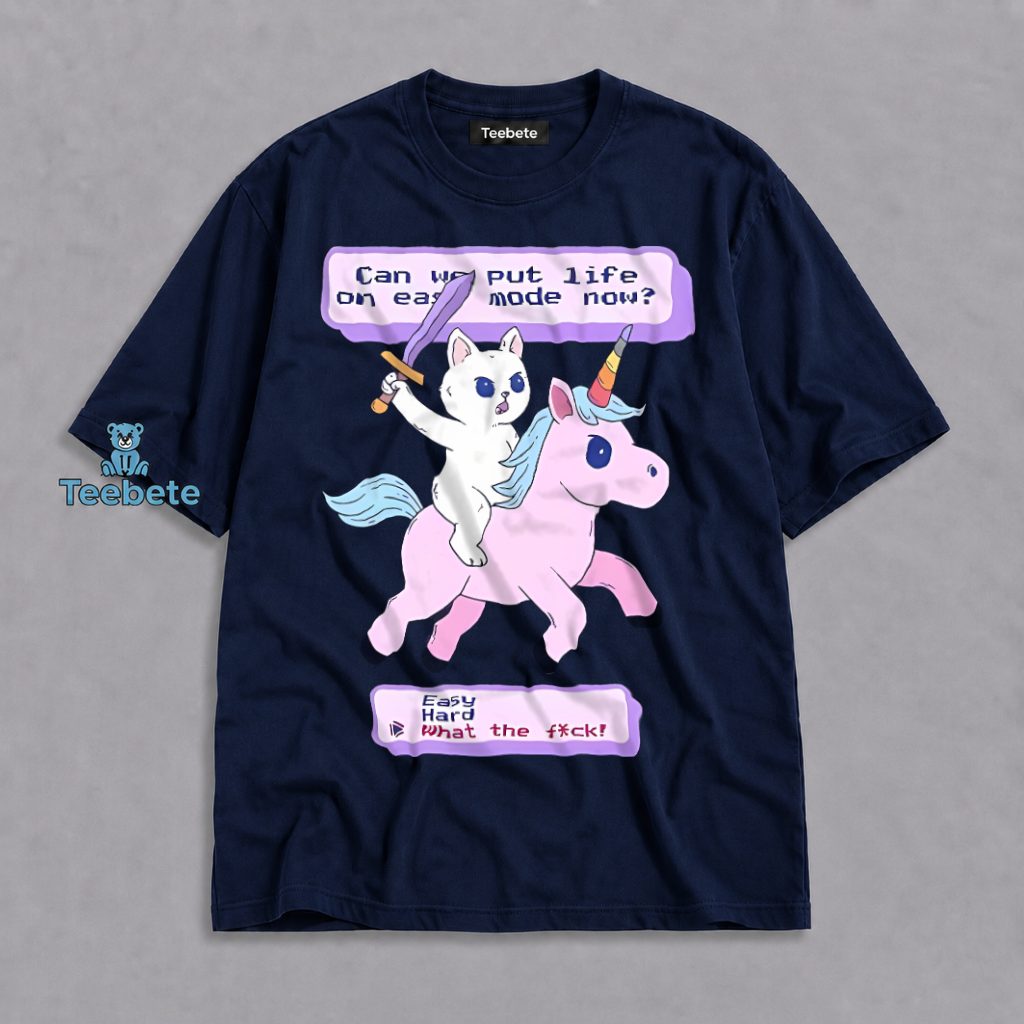 Can We Put Life On Easy Mode Cat Unicorn Shirt