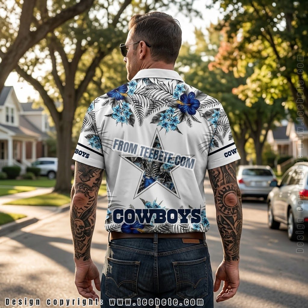 Dallas Cowboys Blue Plumeria Beach Shirt Version 2 Dallas Cowboys Blue Plumeria Beach Shirt Version 2