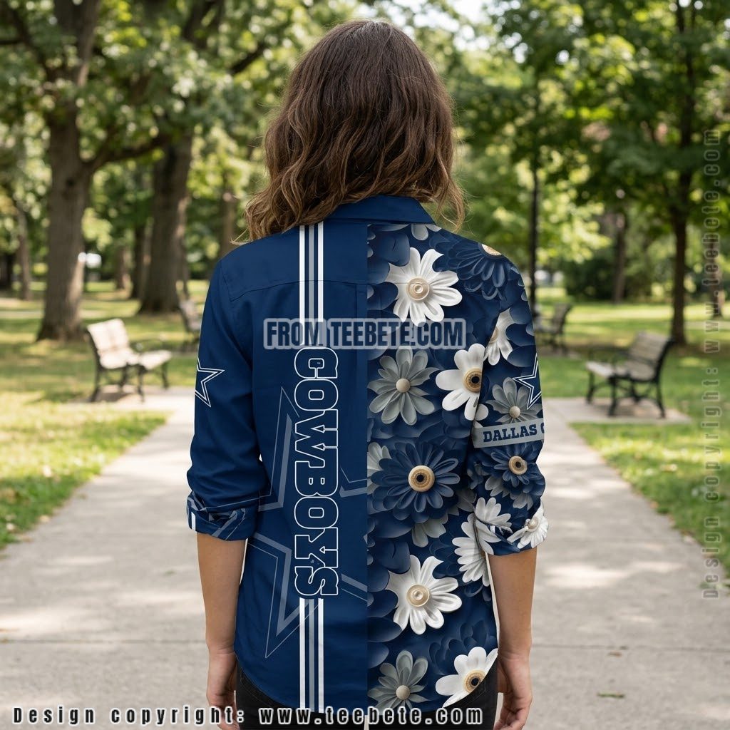 Dallas Cowboys Daisy Stripe Aloha Shirt Version 2 Dallas Cowboys Daisy Stripe Aloha Shirt Version 2