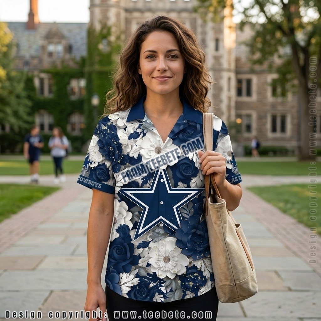 Dallas Cowboys Rose Bloom Aloha Shirt