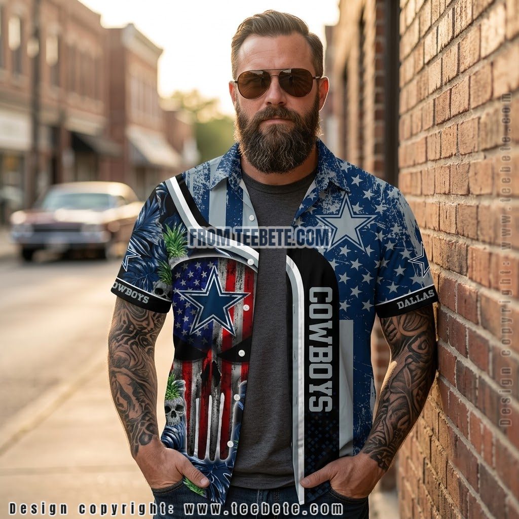 Dallas Cowboys Skull Flag Aloha Shirt
