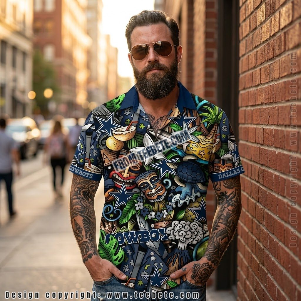 Dallas Cowboys Tiki Volcano Hawaiian Shirt
