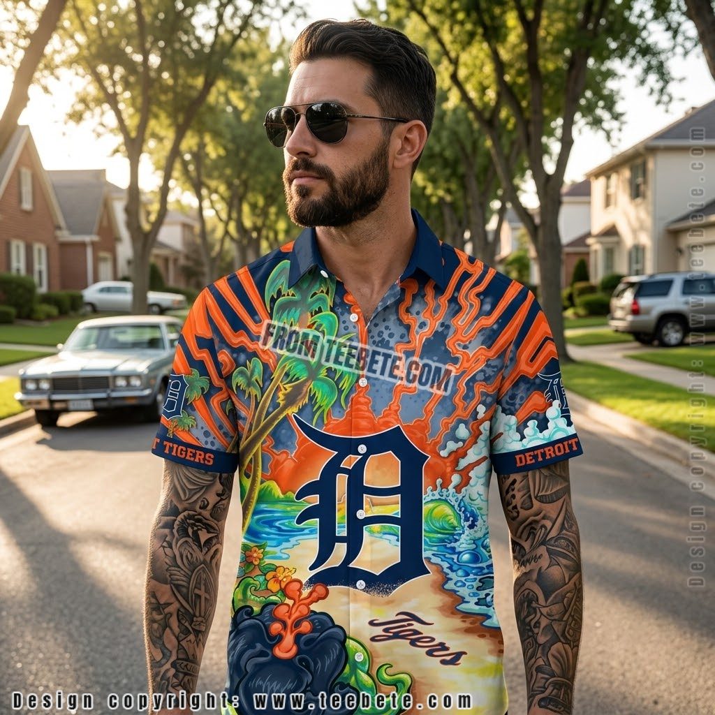 Detroit Tigers Beach Wave Tropical Shirt