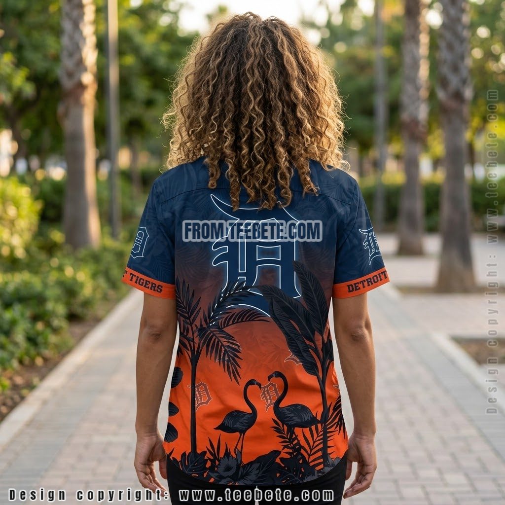 Detroit Tigers Flamingo Sunset Aloha Shirt Version 2 Detroit Tigers Flamingo Sunset Aloha Shirt Version 2