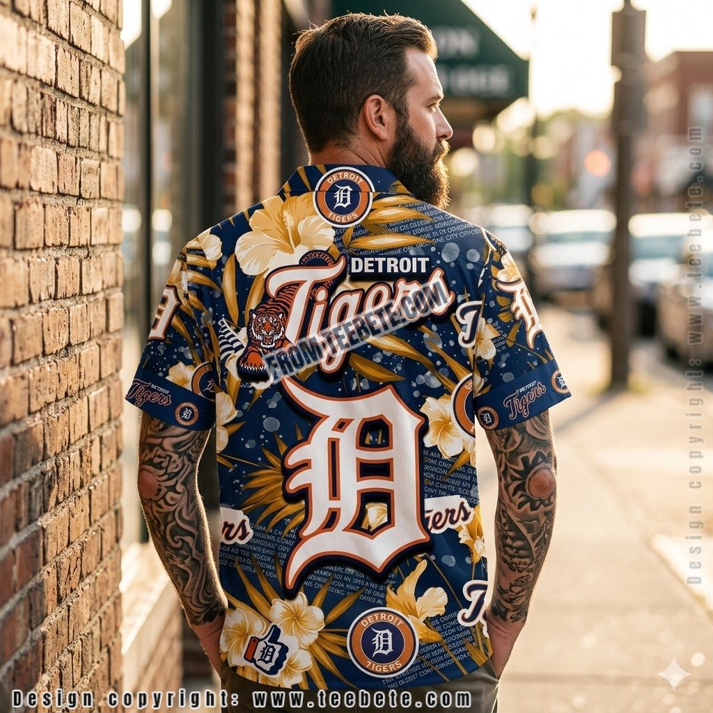 Detroit Tigers Golden Hibiscus Aloha Shirt Version 2 Detroit Tigers Golden Hibiscus Aloha Shirt Version 2