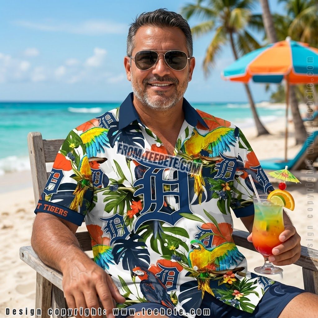 Detroit Tigers Parrot Tropical Hawaiian Shirt