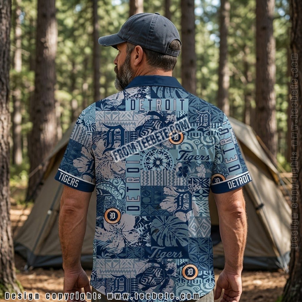 Detroit Tigers Patchwork Navy Aloha Shirt Version 2 Detroit Tigers Patchwork Navy Aloha Shirt Version 2