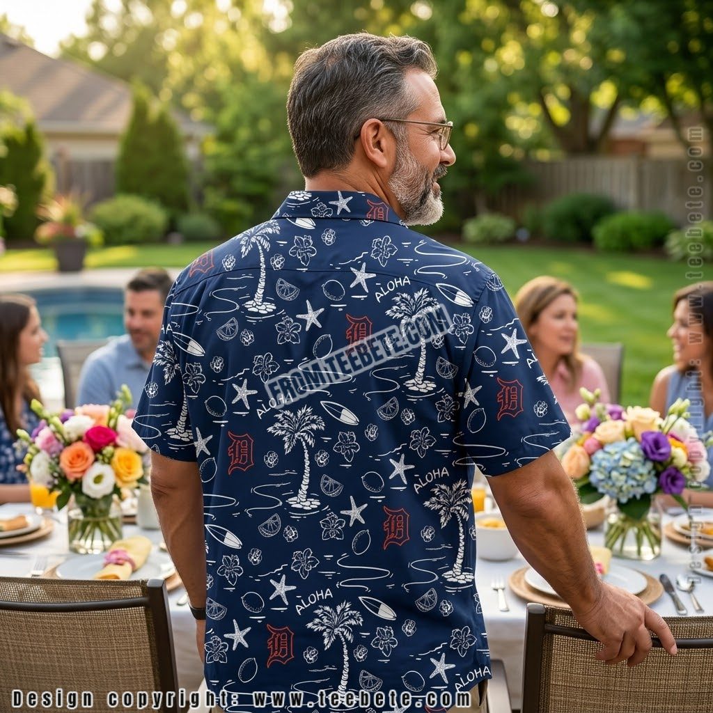 Detroit Tigers Surfboard Starfish Tropical Shirt Version 2 Detroit Tigers Surfboard Starfish Tropical Shirt Version 2