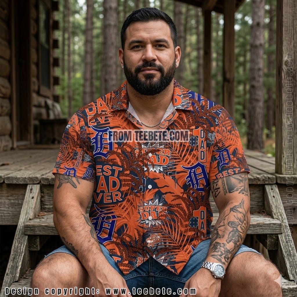 Detroit Tigers Tropical Dad Aloha Shirt