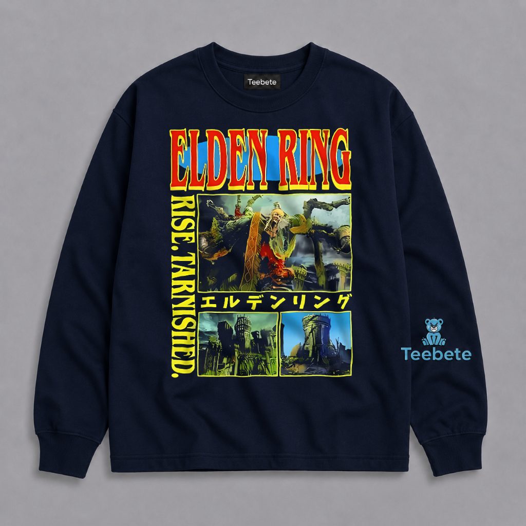 Elden Ring Rise Tarnished Japanese Art Style Gaming Long Sleeve Elden Ring Rise Tarnished Japanese Art Style Gaming Long Sleeve