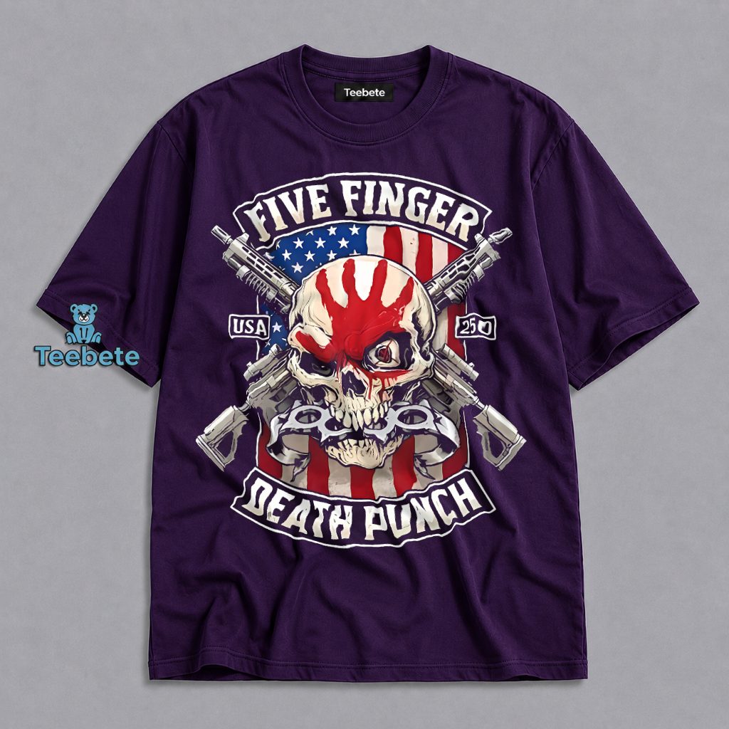 Five Finger Death Punch USA 250 Patriotic Skull Crossed Guns Shirt