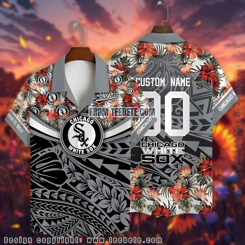 Floral Polynesian Chicago White Sox Hawaiian Shirt Version 2 Floral Polynesian Chicago White Sox Hawaiian Shirt Version 2