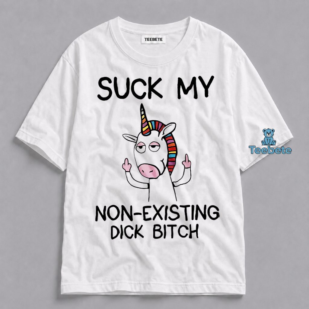 Funny Unicorn Middle Finger Non Existent Dick Humor Shirt
