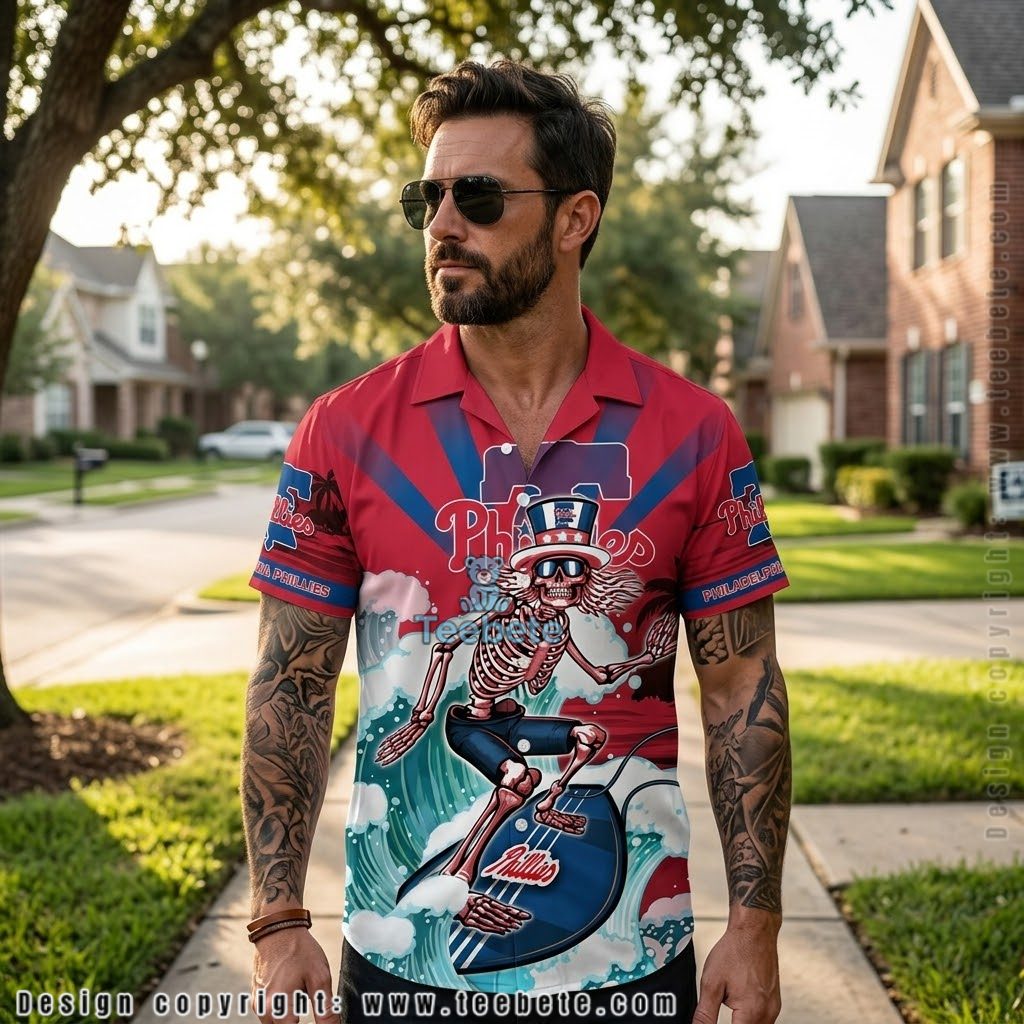 Grateful Dead Philadelphia Phillies Surfing Hawaiian Shirt