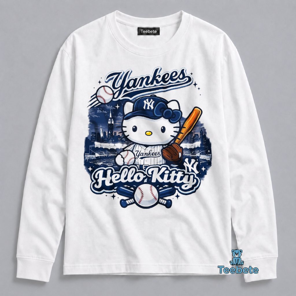 Hello Kitty Yankees Baseball Fan Cute Long Sleeve Hello Kitty Yankees Baseball Fan Cute Long Sleeve