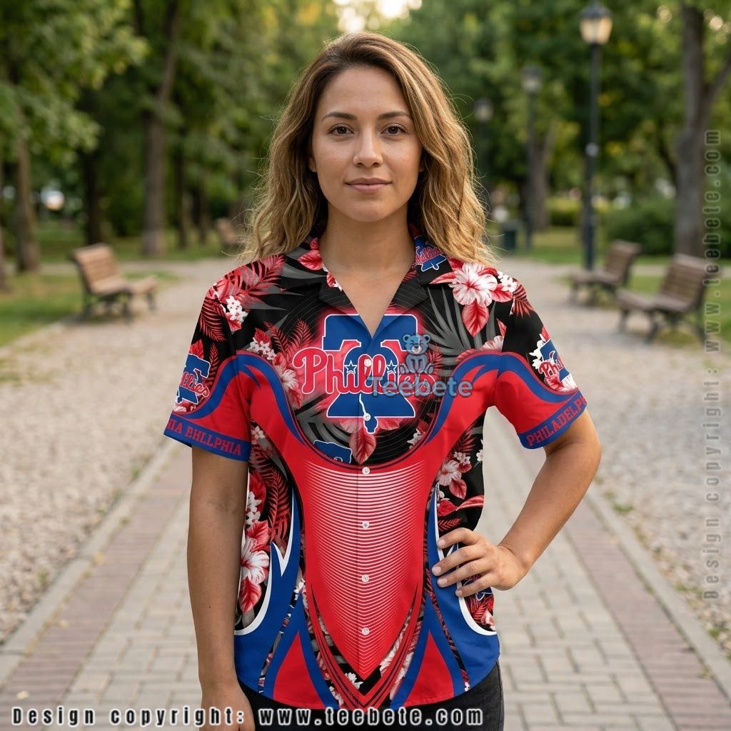 Hibiscus Flame Philadelphia Phillies Hawaiian Shirt