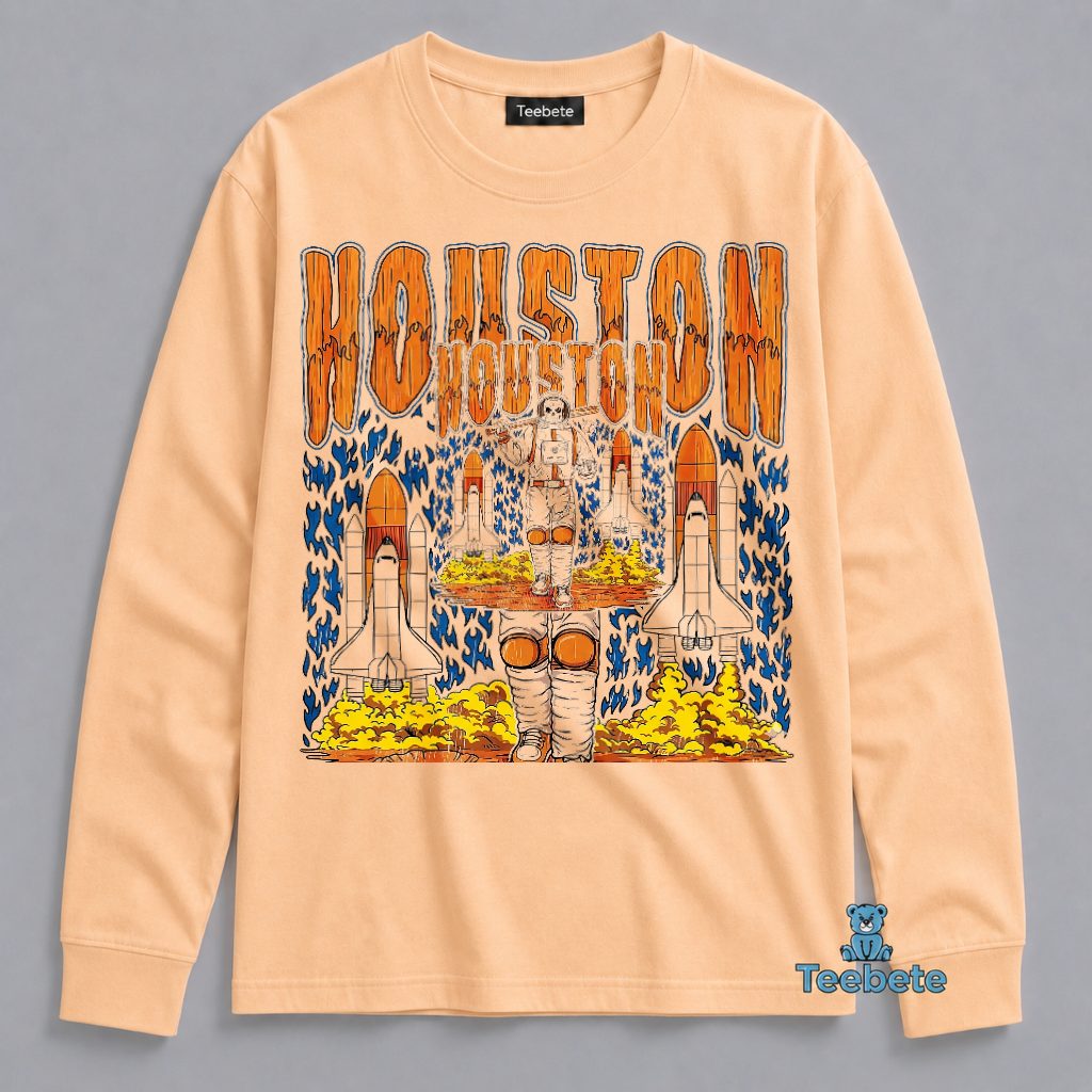 Houston Astronaut Skull Baseball Bat Space Shuttle Long Sleeve Houston Astronaut Skull Baseball Bat Space Shuttle Long Sleeve
