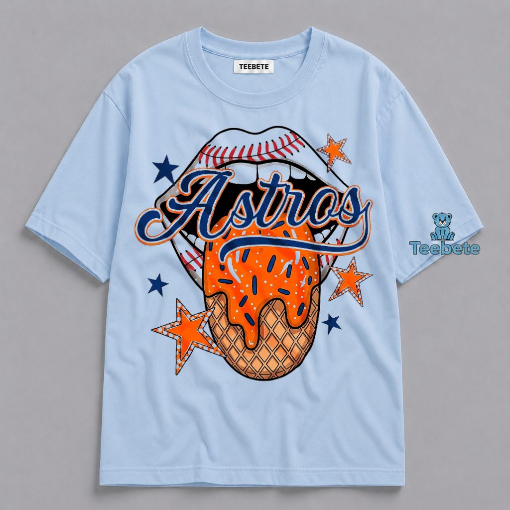 Houston Astros Baseball Lips Ice Cream Drip Stars Shirt