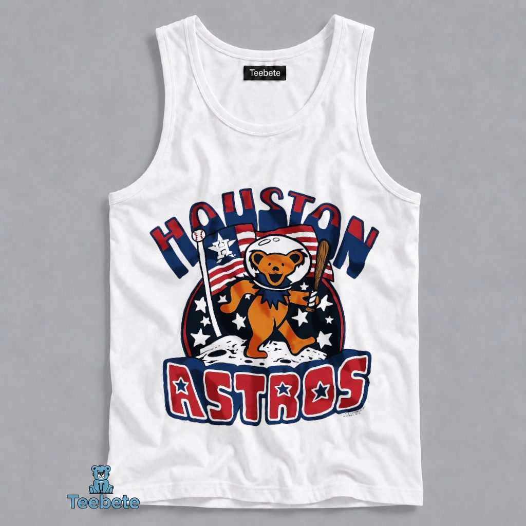 Houston Astros Grateful Dead Dancing Bear Astronaut Tanktop Houston Astros Grateful Dead Dancing Bear Astronaut Tanktop