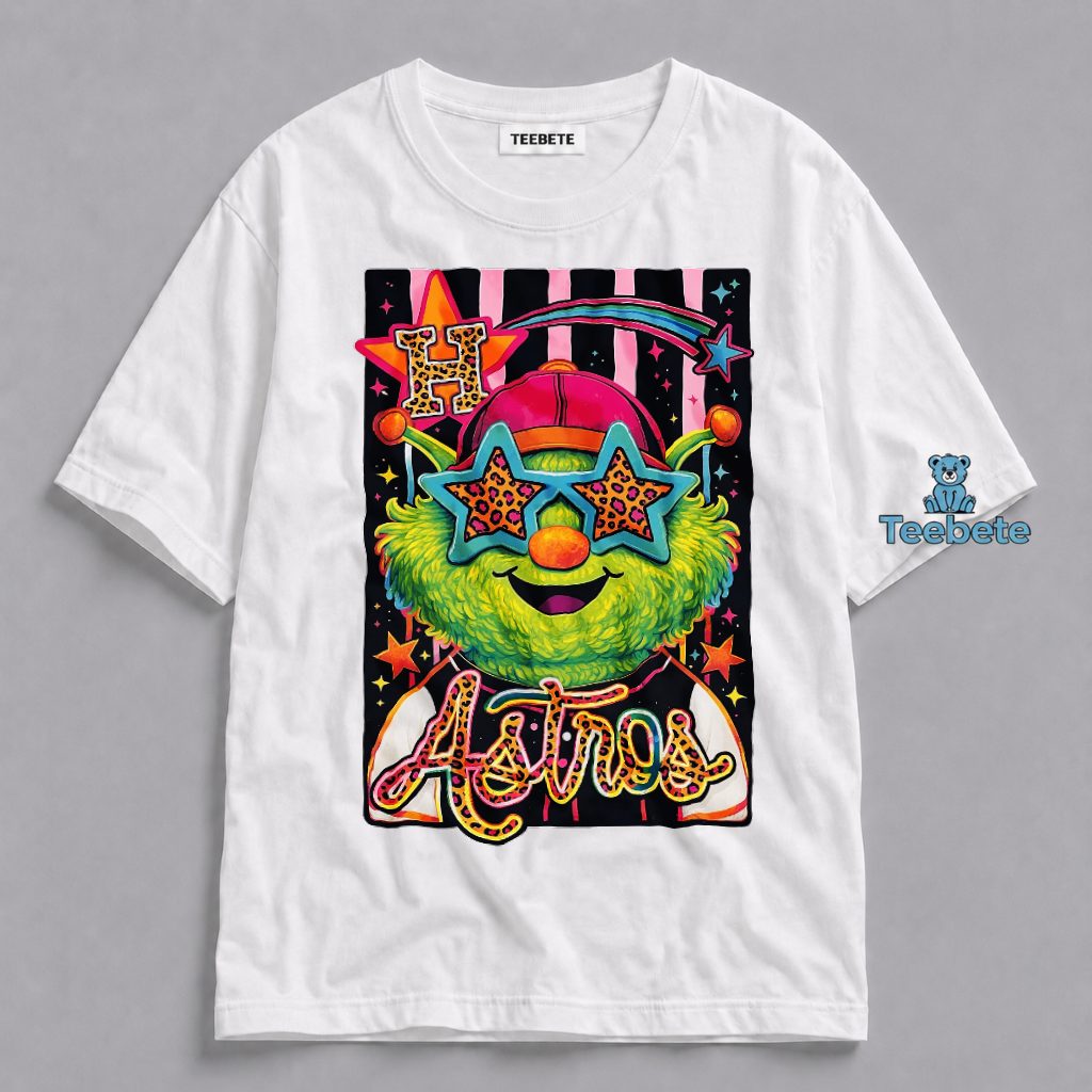 Houston Astros Orbit Mascot Colorful Neon Fan Shirt