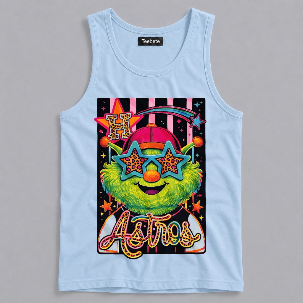 Houston Astros Orbit Mascot Colorful Neon Fan Tanktop Houston Astros Orbit Mascot Colorful Neon Fan Tanktop