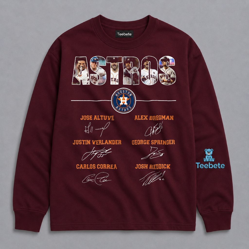 Houston Astros Players Signatures Altuve Bregman Correa Fan Long Sleeve Houston Astros Players Signatures Altuve Bregman Correa Fan Long Sleeve