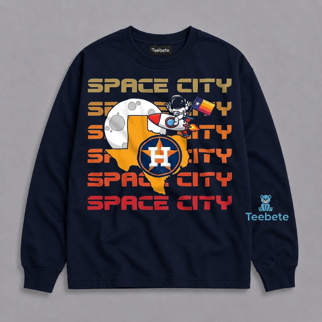 Houston Astros Space City Repeating Texas Map Astronaut Long Sleeve Houston Astros Space City Repeating Texas Map Astronaut Long Sleeve