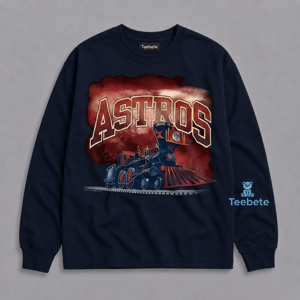 Houston Astros Vintage Steam Train Locomotive Graphic Long Sleeve Houston Astros Vintage Steam Train Locomotive Graphic Long Sleeve