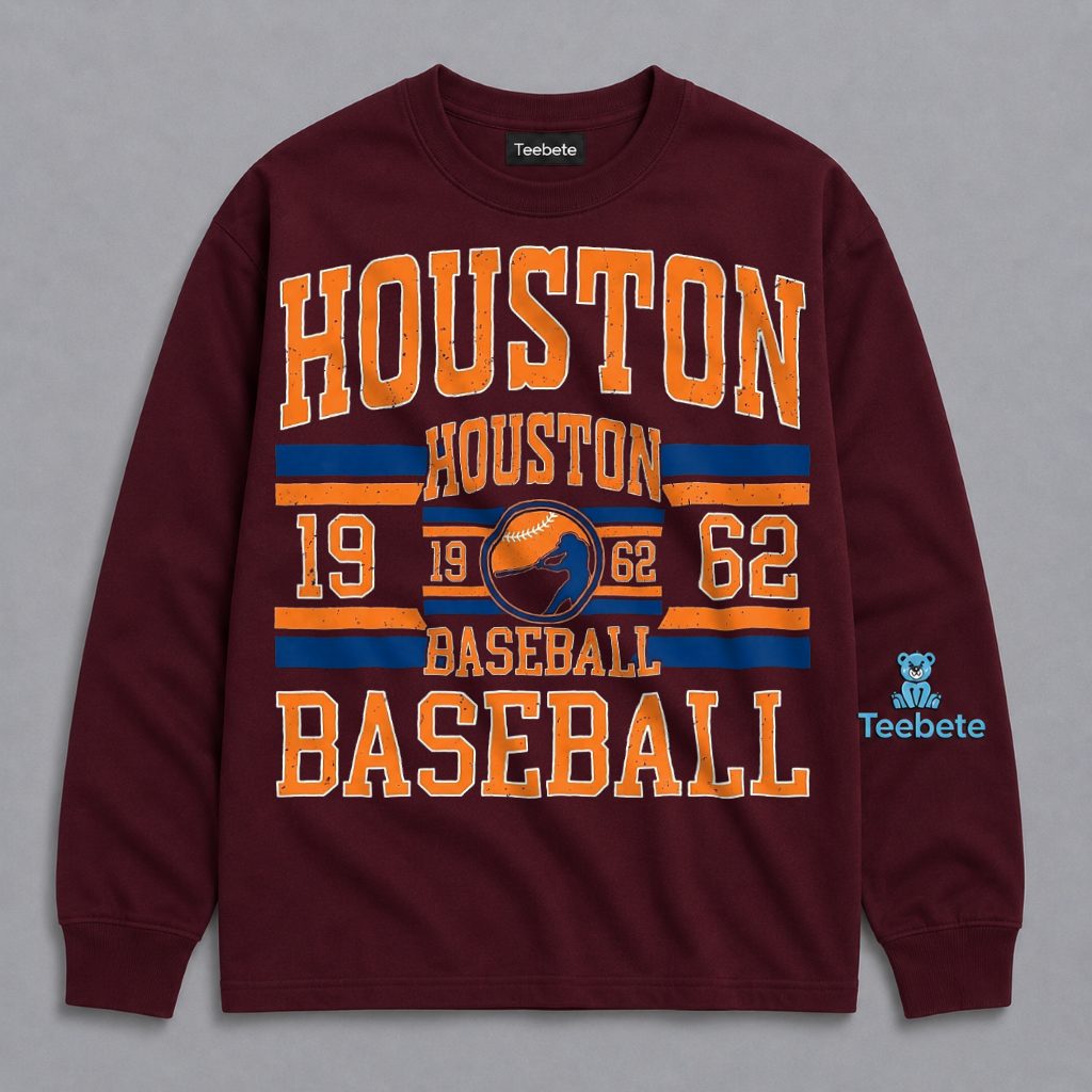 Houston Baseball 1962 Established Vintage Fan Long Sleeve Houston Baseball 1962 Established Vintage Fan Long Sleeve