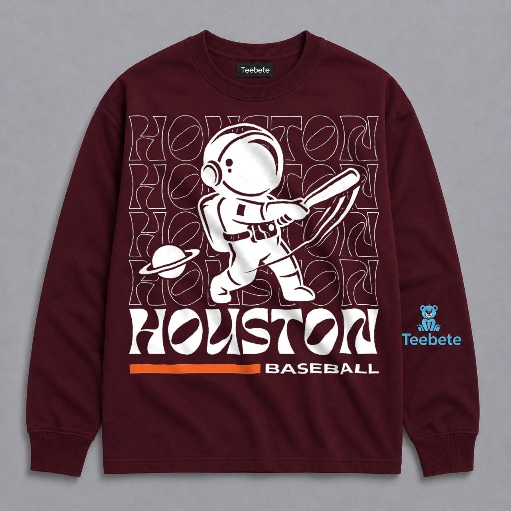 Houston Baseball Astronaut Batter Space City Retro Long Sleeve Houston Baseball Astronaut Batter Space City Retro Long Sleeve