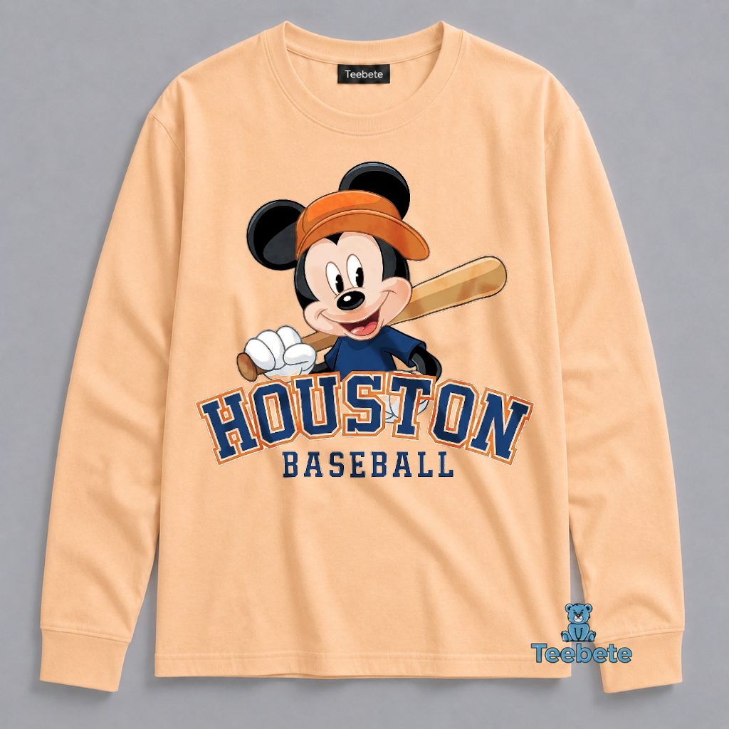Houston Baseball Cute Mouse Player Fan Gift Long Sleeve Houston Baseball Cute Mouse Player Fan Gift Long Sleeve