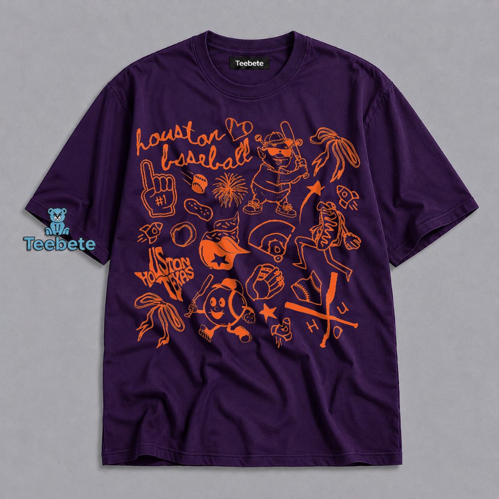 Houston Baseball Doodle Sketch Fan Elements Gameday Shirt