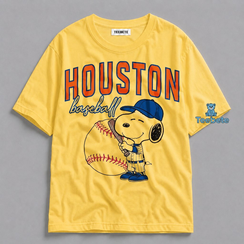 Houston Baseball Snoopy Dog Cartoon Player Fan Shirt