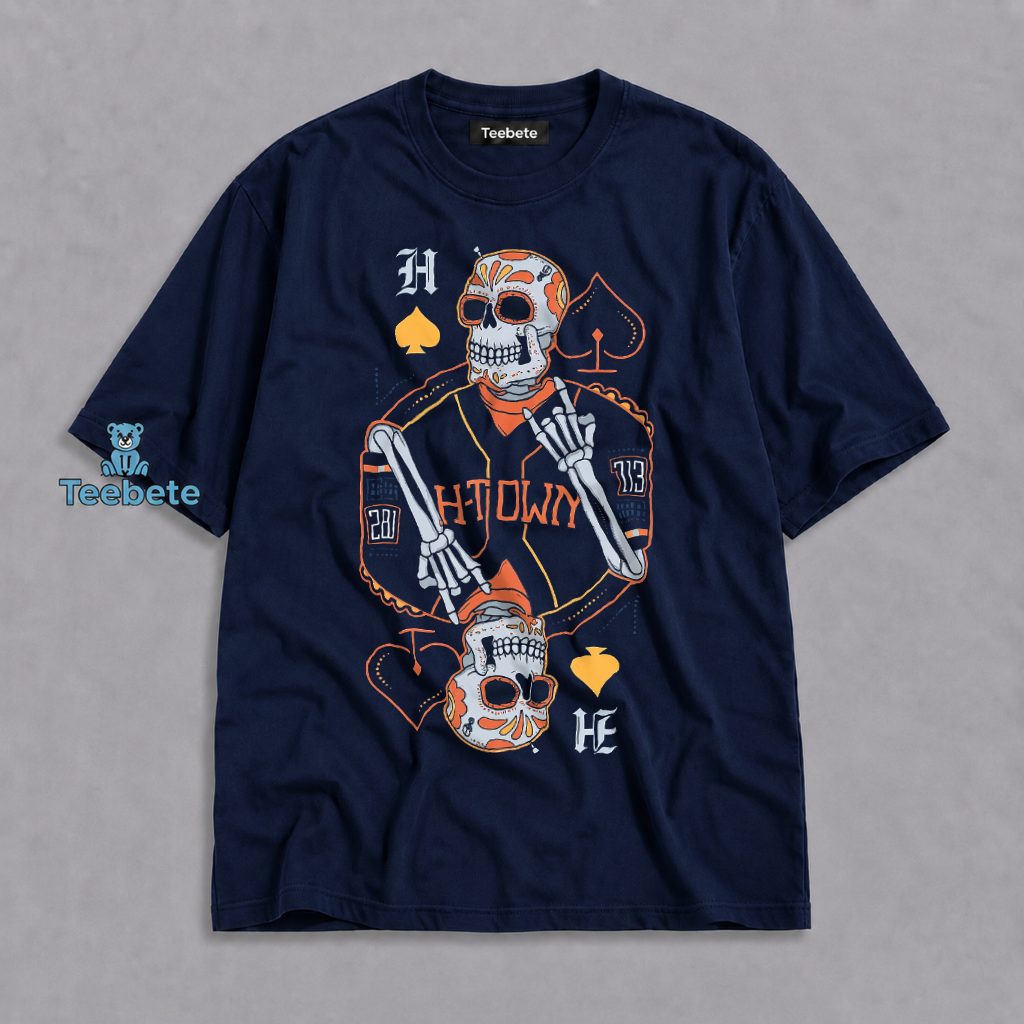 Houston H Town Sugar Skull Playing Card King Shirt