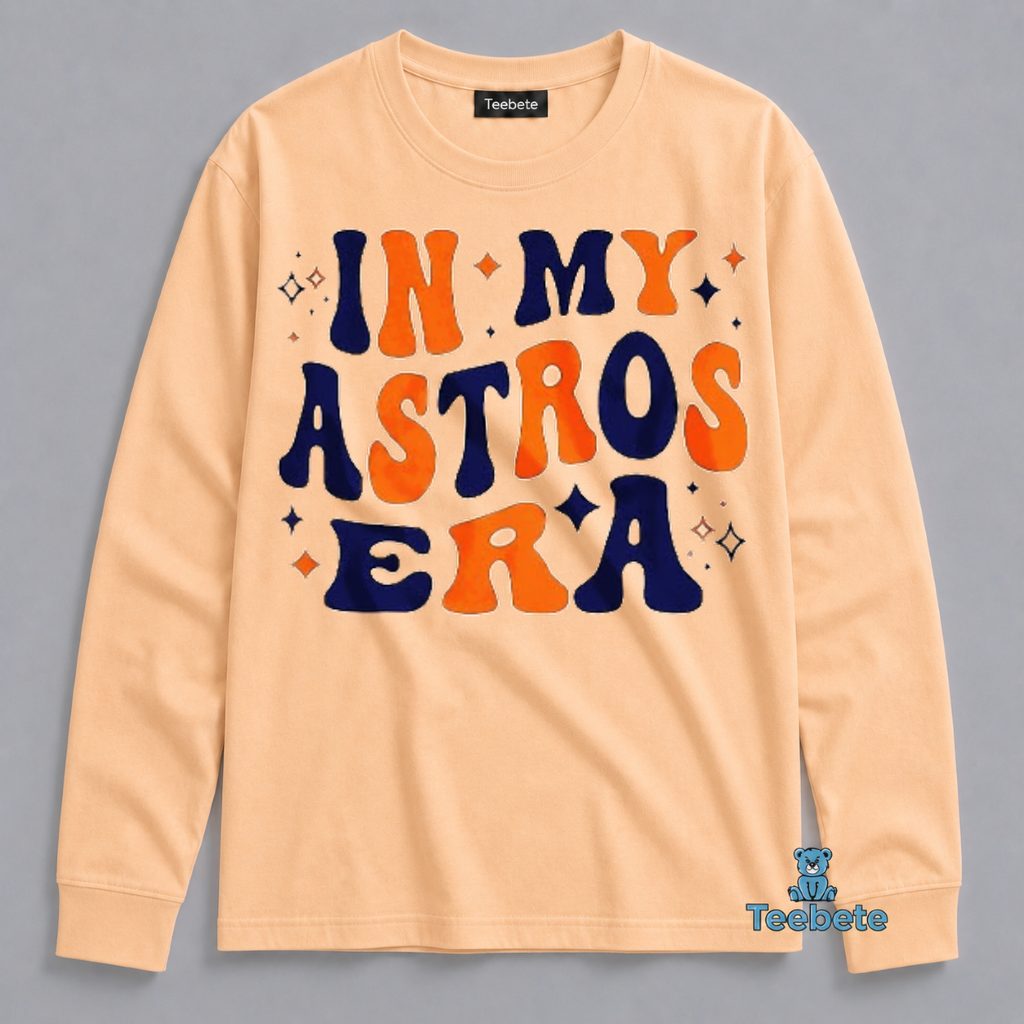 In My Astros Era Retro Groovy Houston Baseball Long Sleeve In My Astros Era Retro Groovy Houston Baseball Long Sleeve