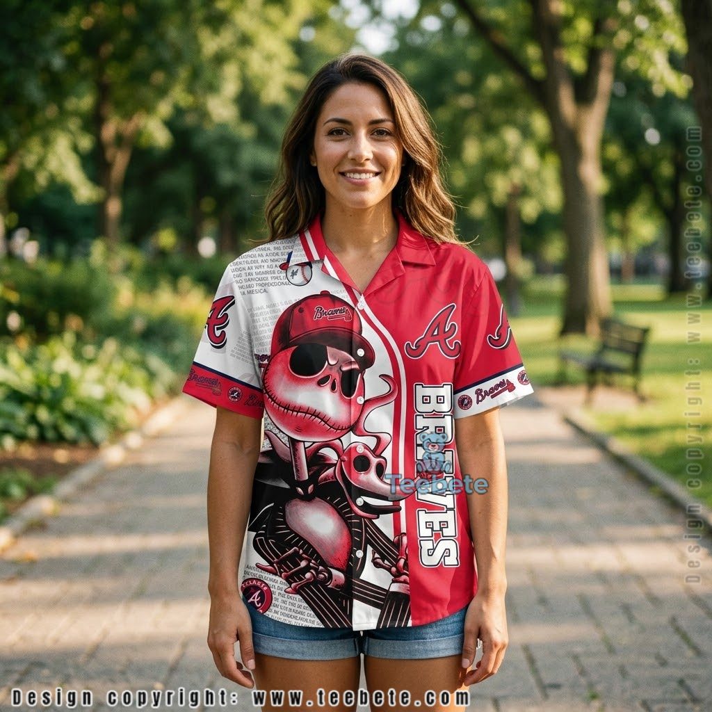 Jack Skellington Atlanta Braves Hawaiian Shirt