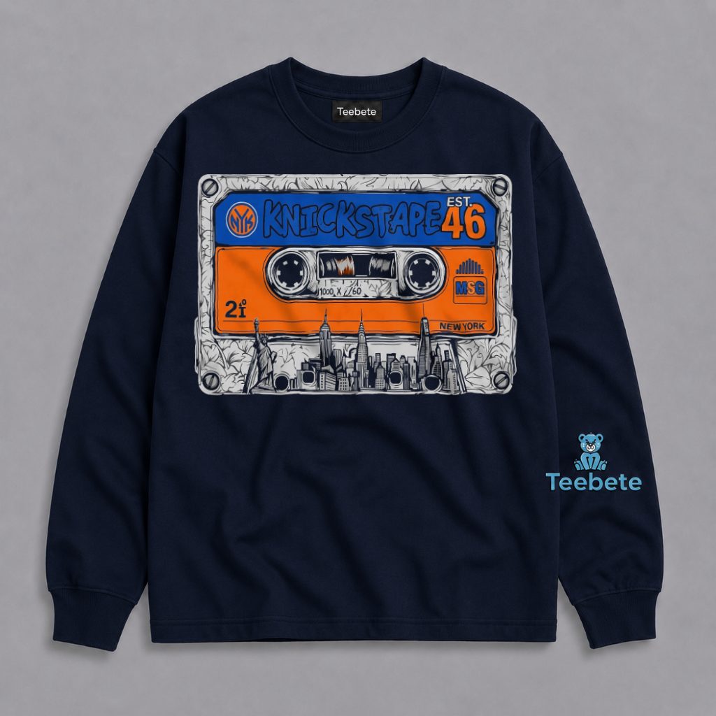 Knicks Tape Est 46 Retro Cassette NYC Long Sleeve Knicks Tape Est 46 Retro Cassette NYC Long Sleeve