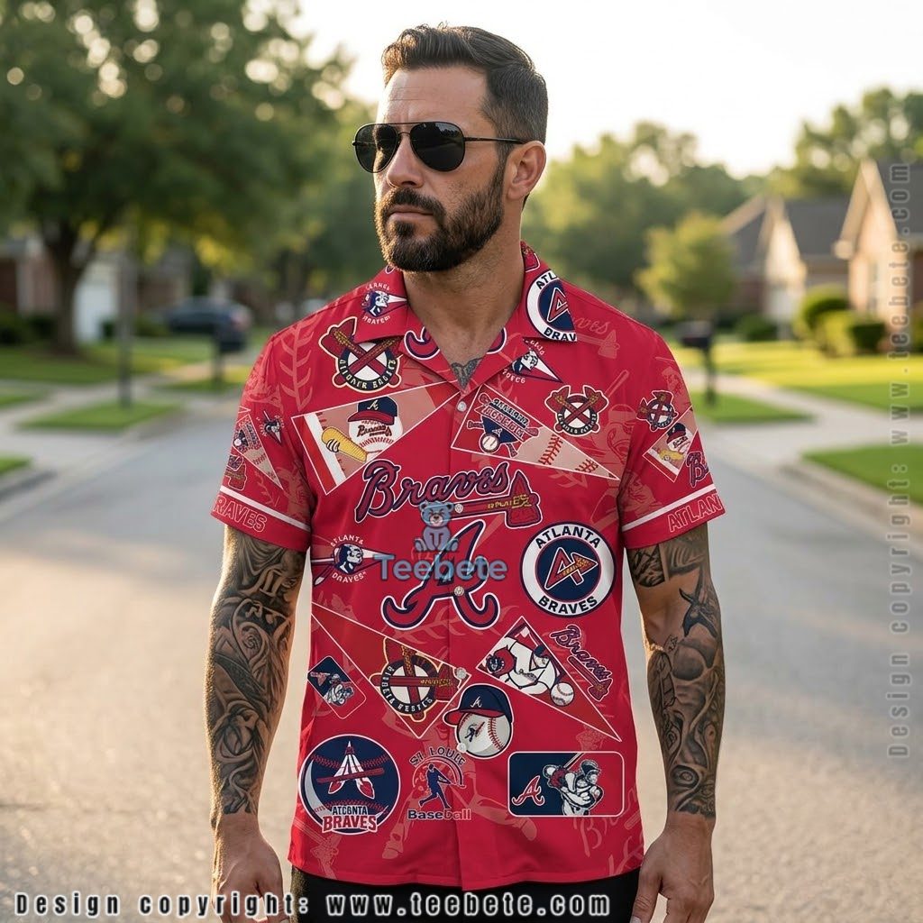 Logo Collage Atlanta Braves Aloha Shirt